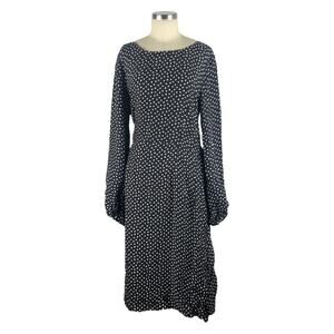 BY ANTHROPOLOGIE Agatha Midi Dress Black White Polka Dot Size 14 Twist Back